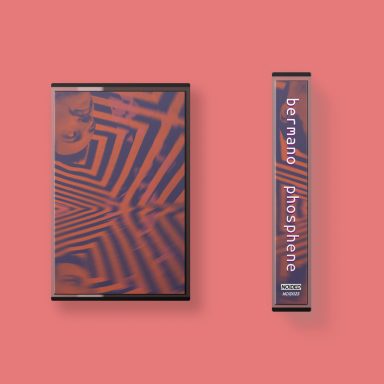 Bermano - Phosphene A cassette tape with a vibrant geometric design and text on an orange background.
